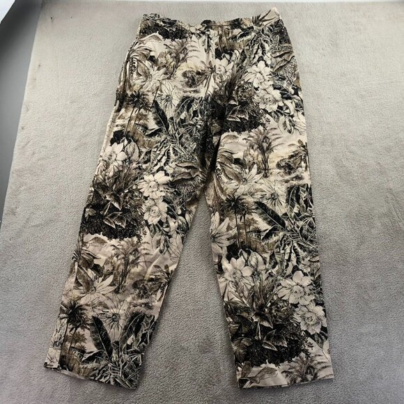 Onque Casuals Womens Pants Medium Straight Leg Brown Floral Relaxed Boho Travel - Picture 12 of 12